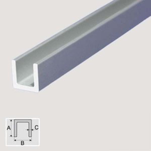 Aluminum Anodised C Profile Equal-Sided Channel C Shape Section Bar 1m Long