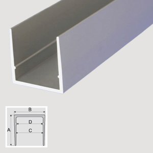Aluminum Anodised Equal-Sided Grooved Bar Channel C Shape Section Bar 1m Long