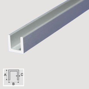 Equal-Sided Aluminum Anodised Channel C Shape Section Bar 1m Long