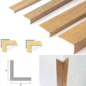  Plastic PVC Corner 90 Degree Angle Wall Guard Edge Protector Wood Effect 1m Long