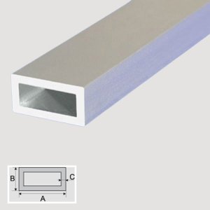 Silver Aluminum Anodised Rectangular Pipe 1m Long